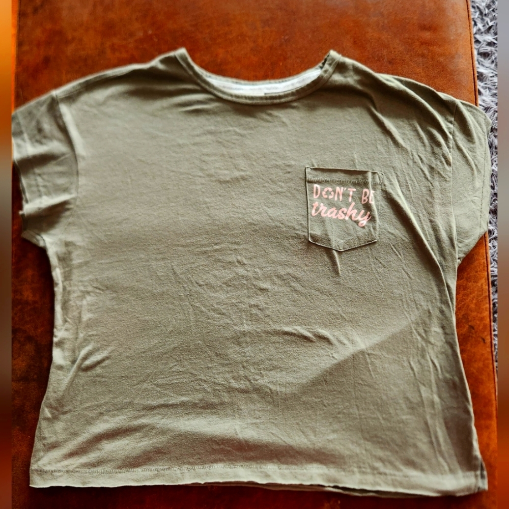 Recycled Revolution 'Don't Be Trashy' Cropped Tee - Picture 1 of 6